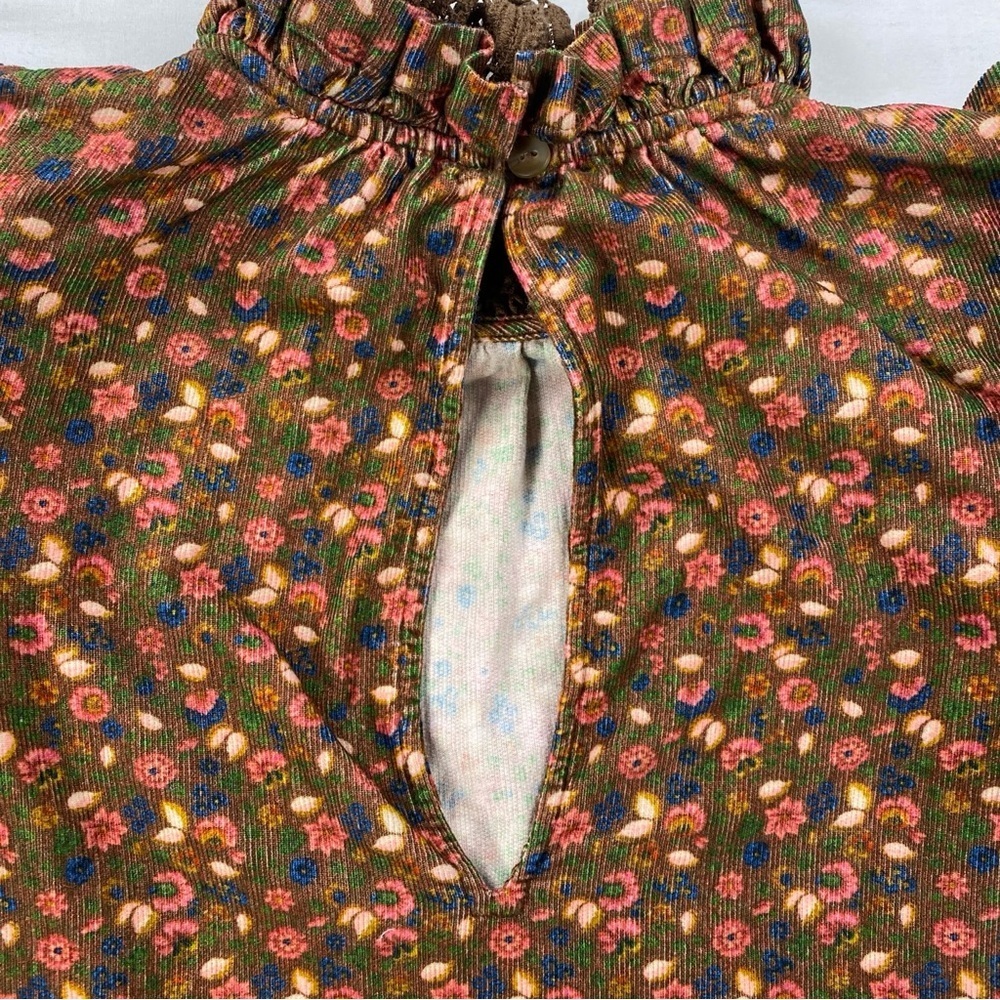 ByTimo Women’s Floral Ruffle Long Sleeve Blouse Brown 100% Cotton Size Medium - Picture 6 of 10